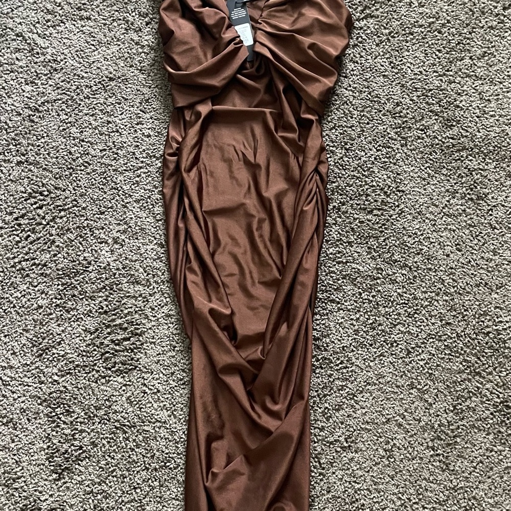 Fashion Nova Chocolate Satin Dress